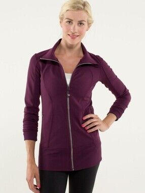 Lululemon Women's Plum Nice Asana Full Zip Activewear Jacket - Size - 12